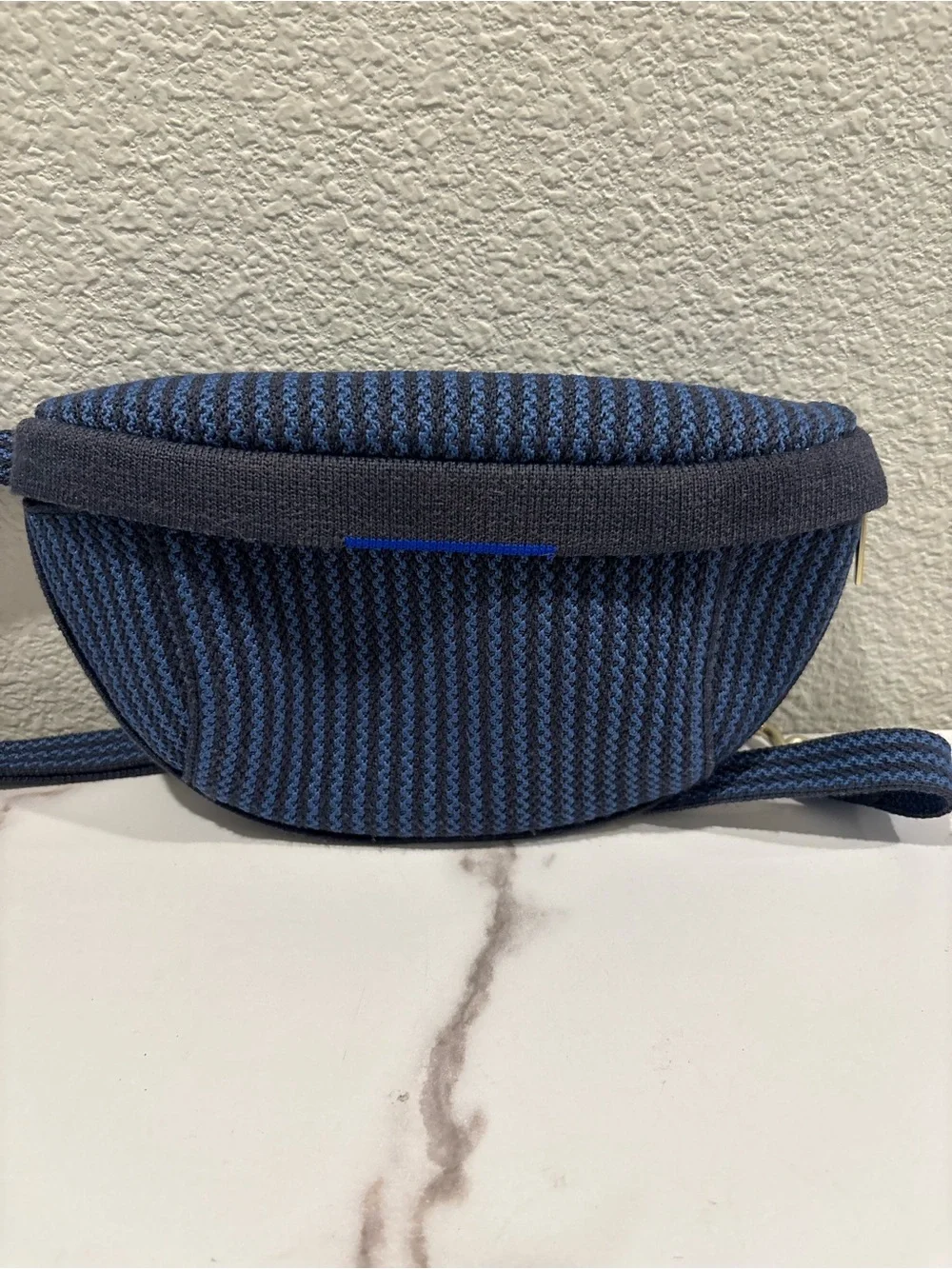 Rothy's Navy and Royal Blue Woven Mini Crossbody Belt Bag - Picture 1 of 9